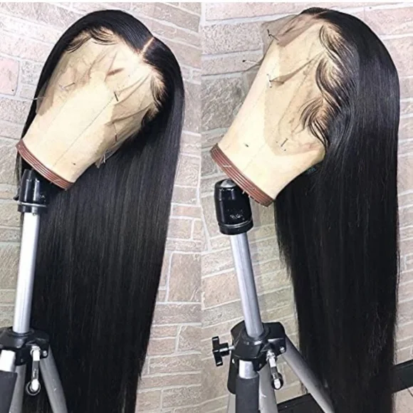 26inch Black Long Straight Lace Front Wig
